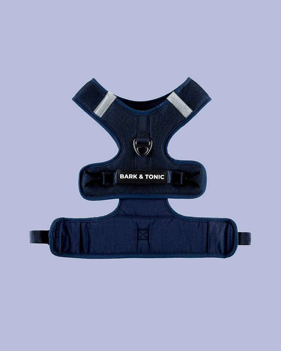 Bark & Tonic Signature cooling dog harness in Nightcap (navy blue)