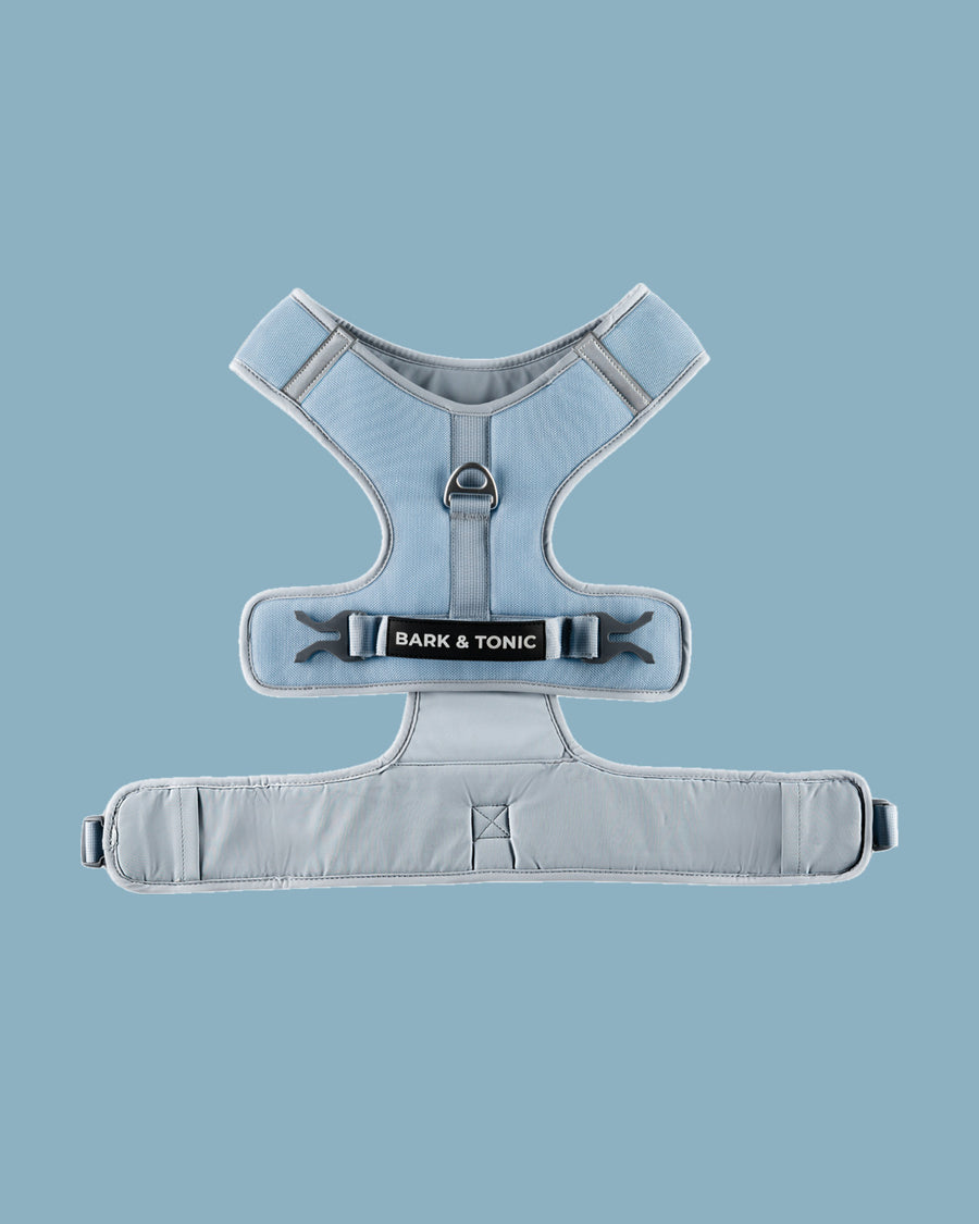 Bark & Tonic Signature cooling dog harness in Tonic Ice (light blue)